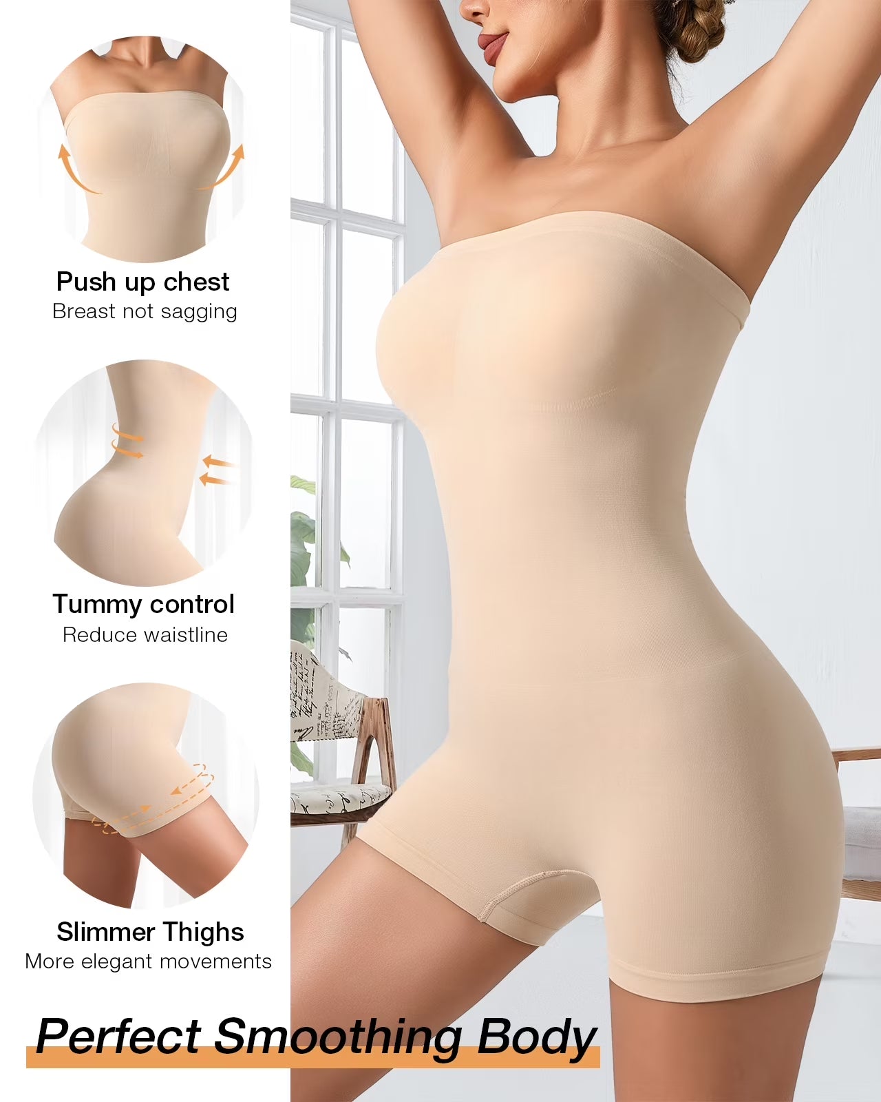Strapless Shapewear Bodysuit for Women Tummy Control Body Shaper