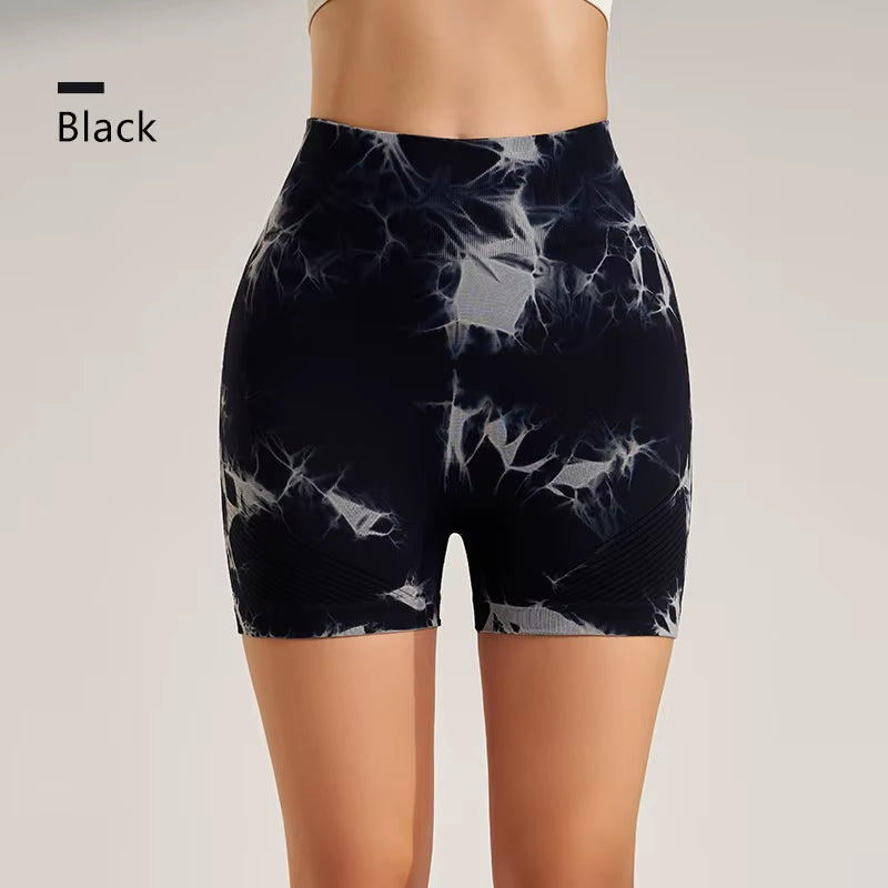 Tie-Dye Seamless Yoga Shorts Skinny Fitness Shorts Women'S Summer Athletic Shorts Sportswear Fitness Clothing Cycling Pants
