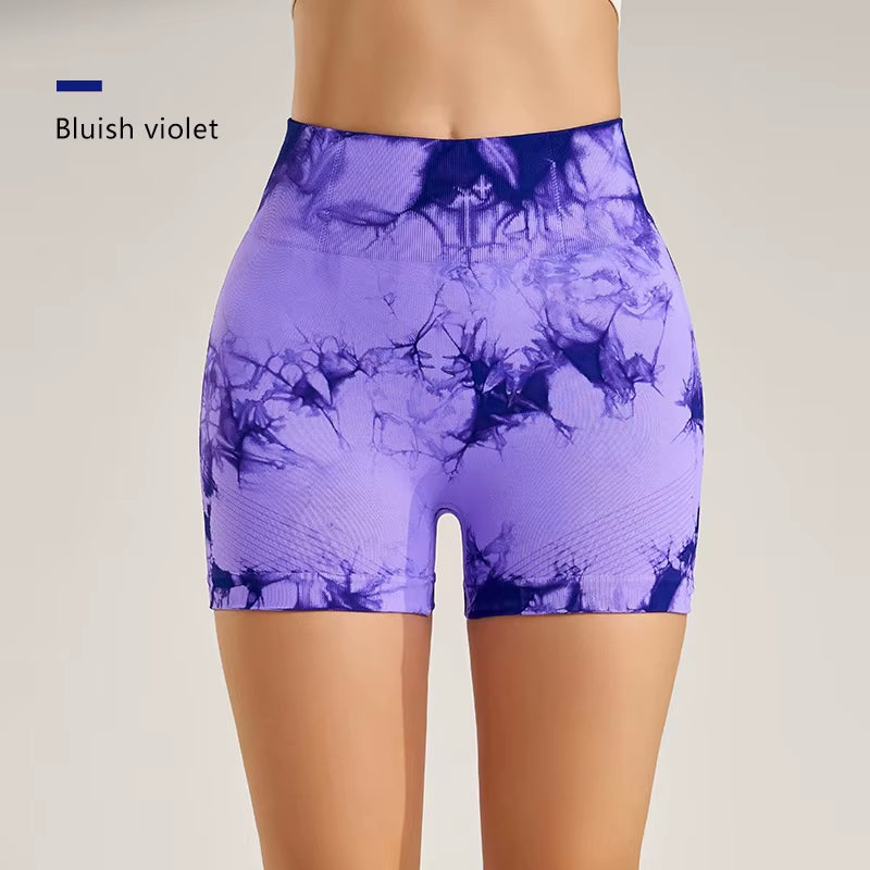 Tie-Dye Seamless Yoga Shorts Skinny Fitness Shorts Women'S Summer Athletic Shorts Sportswear Fitness Clothing Cycling Pants