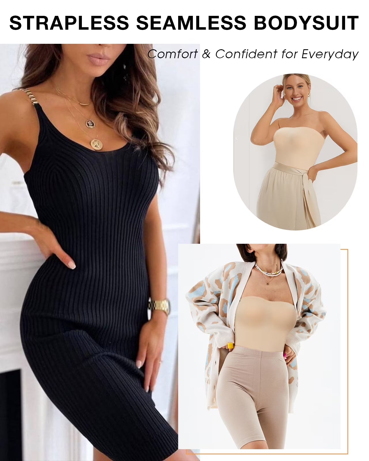 Strapless Shapewear Bodysuit for Women Tummy Control Body Shaper
