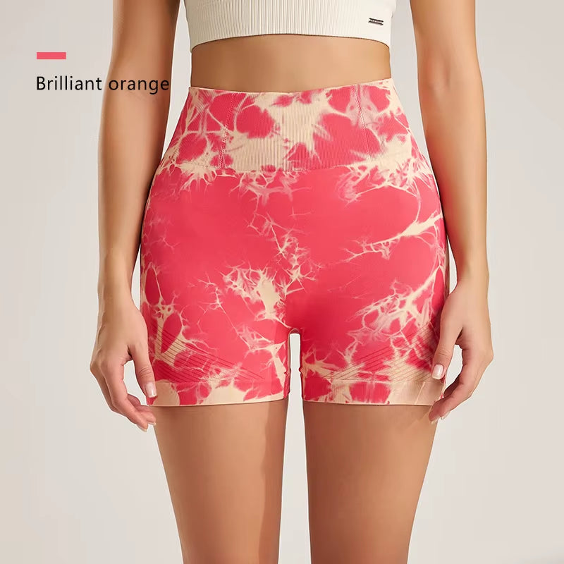 Tie-Dye Seamless Yoga Shorts Skinny Fitness Shorts Women'S Summer Athletic Shorts Sportswear Fitness Clothing Cycling Pants