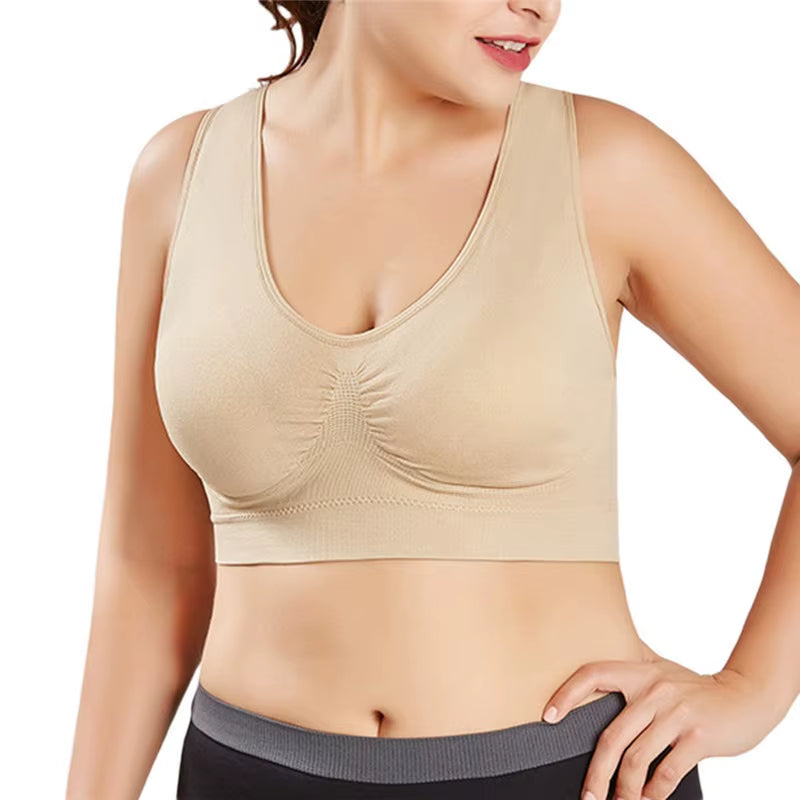 Large Women'S Single-Layer No Pad Sports Bra Yoga Running Fitness Top Breathable Seamless Workout Bralette