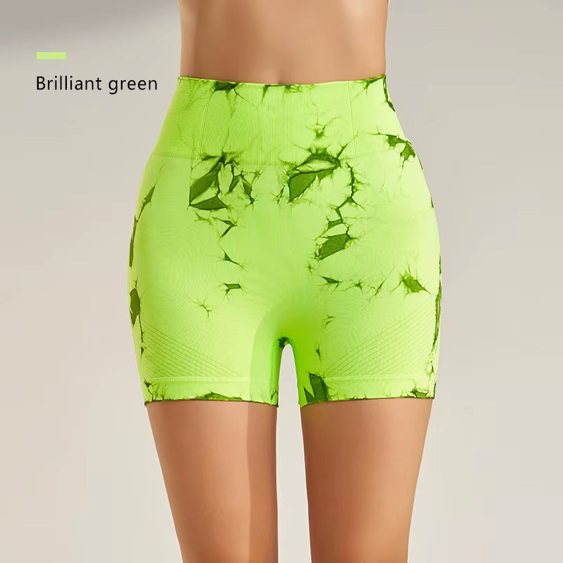 Tie-Dye Seamless Yoga Shorts Skinny Fitness Shorts Women'S Summer Athletic Shorts Sportswear Fitness Clothing Cycling Pants