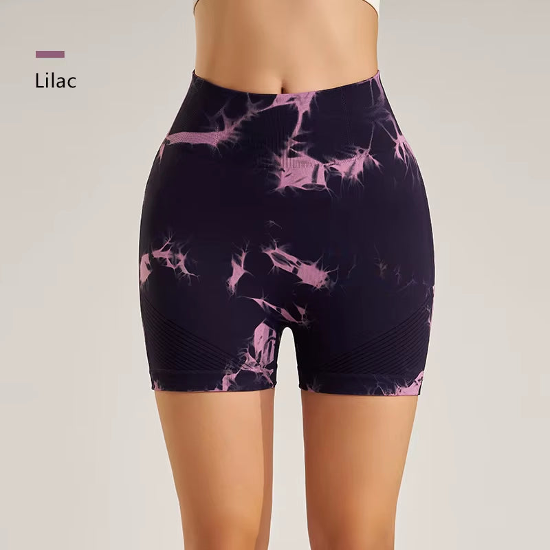 Tie-Dye Seamless Yoga Shorts Skinny Fitness Shorts Women'S Summer Athletic Shorts Sportswear Fitness Clothing Cycling Pants